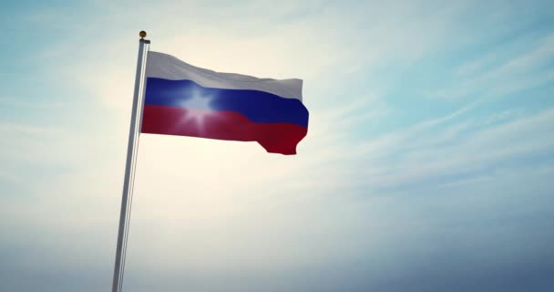 Sventolando Bandiera Russa Tricolore Della Federazione Russa Mosca Pennant Insegna — Video Stock