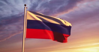 Moskova 'da Rus Bayrağı ya da Rusya Federasyonu' nun Üç Rengi. Bir Pennant veya Ulusal Vatanseverlik ve Bağımsızlık Nişanı.