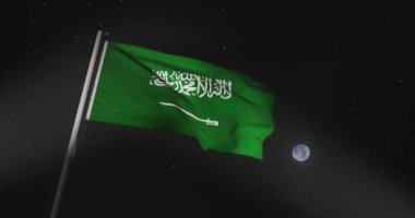 Suudi Arabistan Krallığı 'nda Suudi Arabistan bayrağı dalgalanıyor. Orta Doğu 'da Riyad' da Flying In Riyad - 4k 30fps Video 