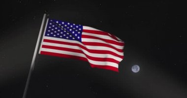 Amerika Birleşik Devletleri 'nde Amerikan Bayrağı Dalgalanması Bağımsızlığı Gösteriyor. Ulusal Vatanseverlik ve Bayrak Uçuşuyla Kutlama - 4k 30fps Video