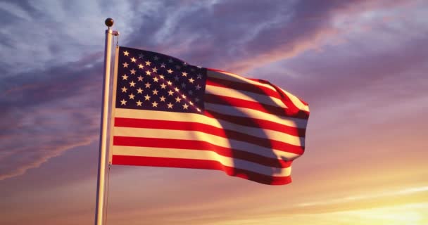 American Flag Heiluttaen Yhdysvalloissa Osoittaa Itsenäisyyttä Kansallinen Isänmaallisuus Juhla Banner — kuvapankkivideo