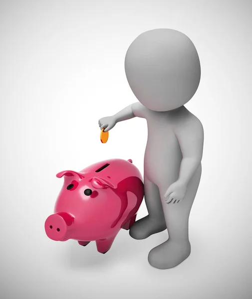 Piggy Bank na polu pieniądze pokazuje oszczędności środków na deszczowy dzień-3D — Zdjęcie stockowe