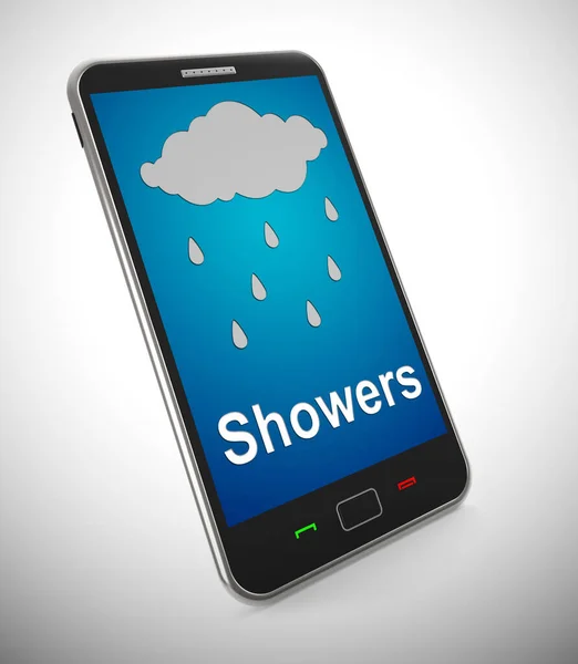 Showers or rain all week weather on Smartphone means forecasting — Stock Photo, Image