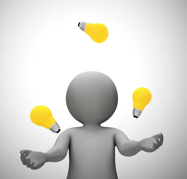 Ideias e inspiração conceito retratado por uma lâmpada - 3d illu — Fotografia de Stock