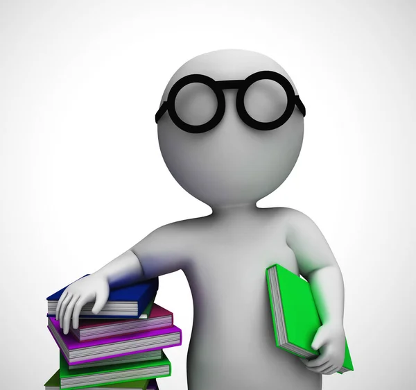 Mucchio di libri per la lettura per acquisire conoscenze e alfabetizzazione - 3d il — Foto Stock
