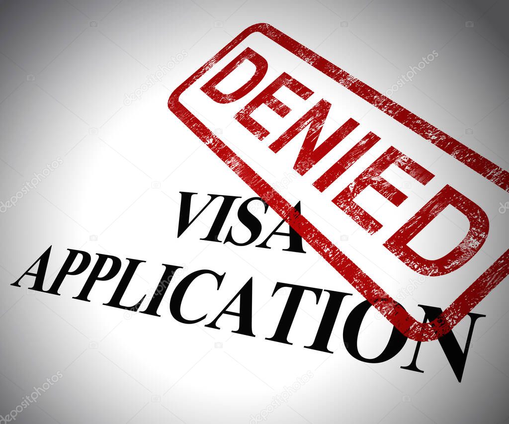 Visa application denied means passport stamp refused - 3d illust