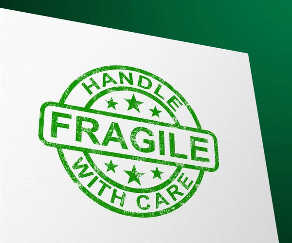 Fragile stamp means handle with care and be careful - 3d illustr — Stock Photo, Image