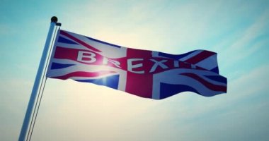 Brexit bayrak sallama dekontları Eu 'dan çıkmak için seferberliği terk ediyor. İngiltere 'yi Avrupa Birliği' nden Ayırma Politik Kararı - 4k 30fps Video