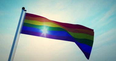 Lgbt veya Lgbtq Gay Sağ Sancak Gökkuşağı Bayrakları Dalgalanıyor. Homoseksüellik ve Cinsel yönelim için Özgürlük ve Eşitlik Sembolü - 30fps Video 4k