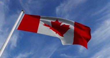 Kanada Bayraklı Dalgalar Kanada Akçaağaç Yaprağı Tasarımı. Bir Özgürlük, Politika ve Vatanseverlik Bayrağı veya Amblemi - 30 fps 4k Video