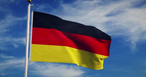 German Flagpole Flag Waving Represents Federal Republic Germany Flagpole Banner — Stock Video