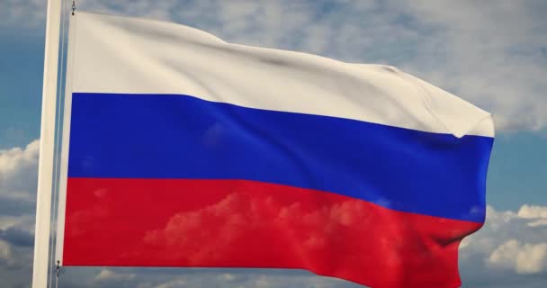 Ρωσική Κυματιστή Σημαία Tricolor Της Ρωσικής Ομοσπονδίας Στη Μόσχα Ένα — Αρχείο Βίντεο