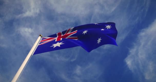 Bandiera Australiana Sventola Simbolo Nazionale Patriottismo Australia Commonwealth Pennant Turismo — Video Stock