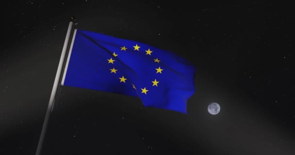 European Union Flag Flying 30Fps Video Banner Alliance Independent Countries — 비디오