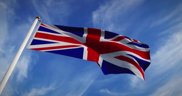 British Flag Waving Shows Union Jack United Kingdom National Banner — Stock video