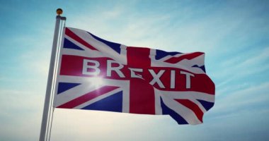 Brexit bayrak sallama dekontları Eu 'dan çıkmak için seferberliği terk ediyor. İngiltere 'yi Avrupa Birliği' nden Ayırma Politik Kararı - 4k 30fps Video