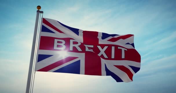 英国退欧旗帜飘扬说明退出运动退出欧盟 将英国与欧盟分离的政治决策 30Fps视频 — 图库视频影像