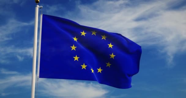 Drapeau Union Européenne Volant 30Fps Vidéo Bannière Européenne Une Alliance — Video