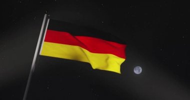 Alman Bayrak Direği ve Bayrak Dalgalanması Federal Almanya Cumhuriyeti 'ni temsil ediyor. Bayrak direği Bayrağı Birleşik Hükümeti gösteriyor - 4k 30fps Video