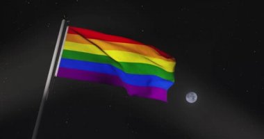 Lgbt veya Lgbtq Gay Sağ Sancak Gökkuşağı Bayrakları Dalgalanıyor. Homoseksüellik ve Cinsel yönelim için Özgürlük ve Eşitlik Sembolü - 30fps Video 4k
