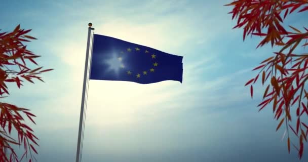 Európai Unió Flag Flying 30Fps Video Banner Független Országok Kormányok — Stock videók