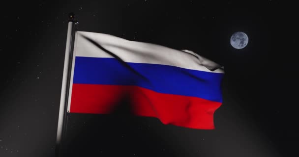 Bandera Rusa Ondeando Tricolor Federación Rusia Moscú Banderín Insignia Del — Vídeo de stock
