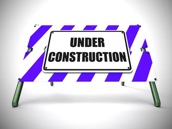 Under construction sign means in progress or half done - 3d illu — Stock Photo, Image