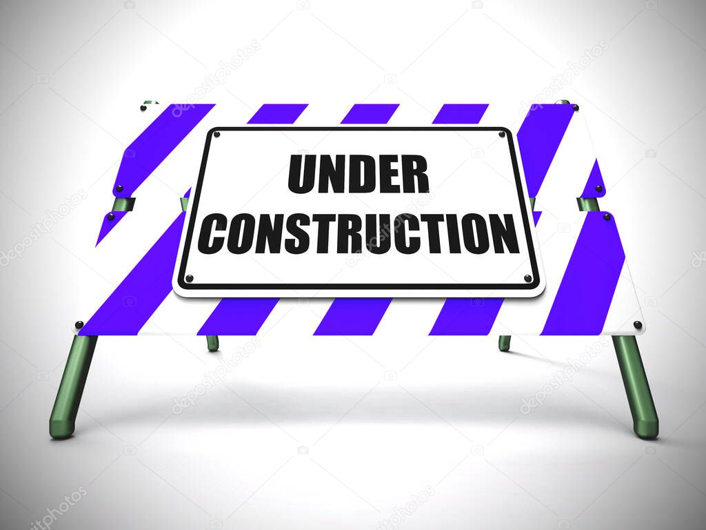 Under construction sign means in progress or half done - 3d illu