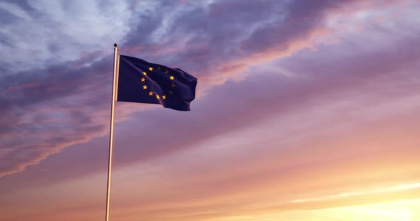 European Union Flag Flying 30Fps Video Banner Alliance Independent Countries — Stock Video