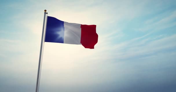 Drapeau Français Agitant France Tricolore Banner Flying Pays Flagpole Montrant — Video