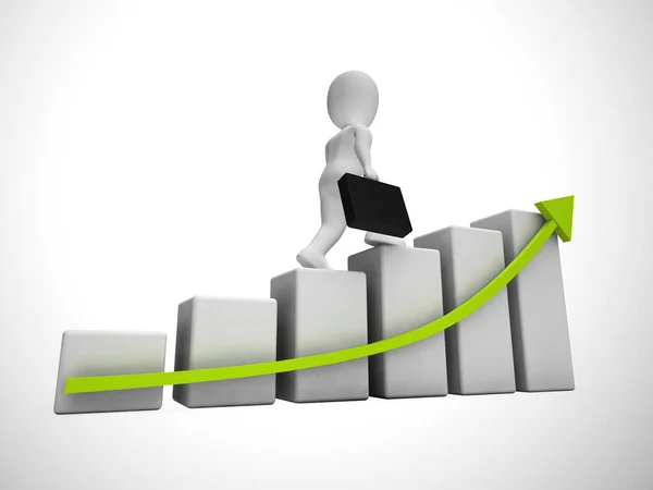 Graph going upwards means success and increased profits - 3d ill — Stock Photo, Image