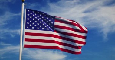 Amerika Birleşik Devletleri 'nde Amerikan Bayrağı Dalgalanması Bağımsızlığı Gösteriyor. Ulusal Vatanseverlik ve Bayrak Uçuşuyla Kutlama - Yavaş Film Video 4k 30fps