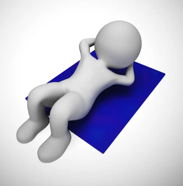 Sit ups ejercicio para ponerse en forma de un buen entrenamiento - 3d illustratio —  Fotos de Stock