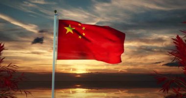 Kanada Bayraklı Dalgalar Kanada Akçaağaç Yaprağı Tasarımı. Bir Özgürlük, Politika ve Vatanseverlik Bayrağı veya Amblemi - 30 fps 4k Video