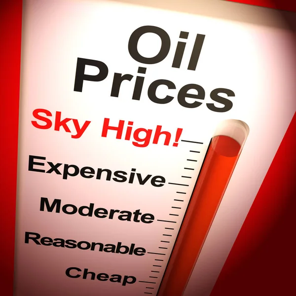 Oil prices sky-high means price of gas or petrol increasing - 3d — Stock Photo, Image