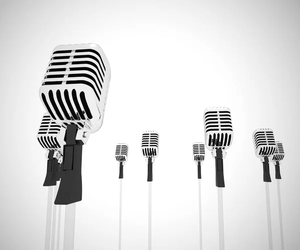 Mikrofon bir şarkıcı gibi hoparlörü ve şarkıcıyı temsil eder. - — Stok fotoğraf