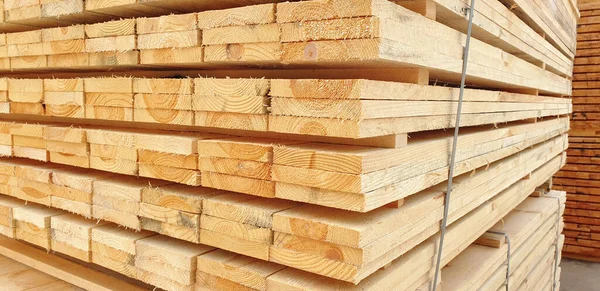 Fresh Wooden Materials Lumber Yard — Stock Photo, Image