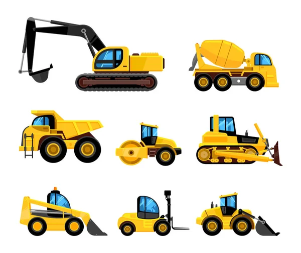 Construeren van machines. zware machines voertuigen grote buldozer — Stockvector