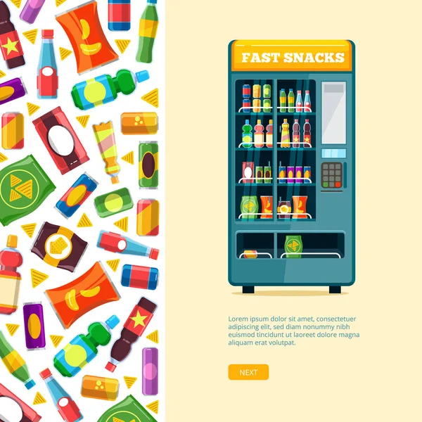 Automaat. Automatische verkoop van ongezonde snacks — Stockvector