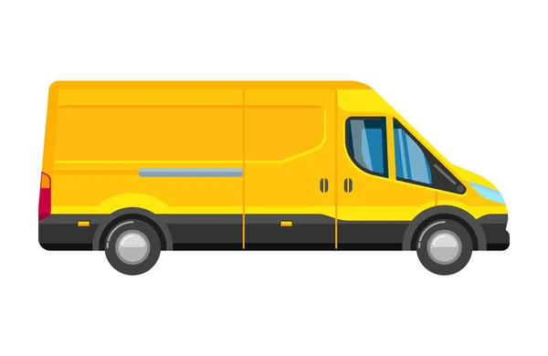 Minibus Taxi Passenger Public Yellow Minivan Vehicle Side View Vector — Stock Vector