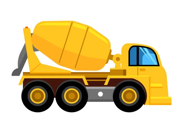 Cement mixer truck. work yellow vehicle concrete mixer car vector picture — Stock Vector