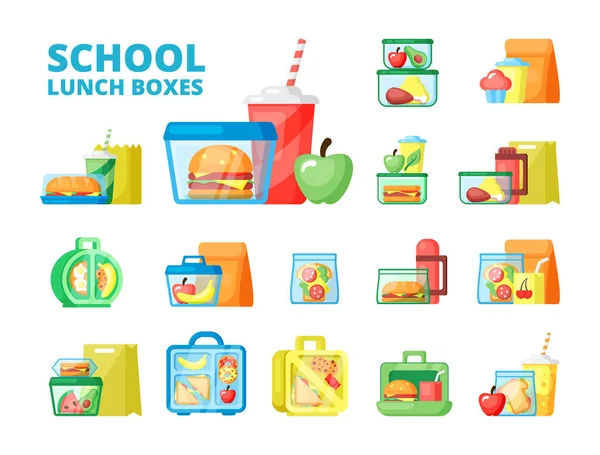 Lunch dozen platte vector illustraties set — Stockvector