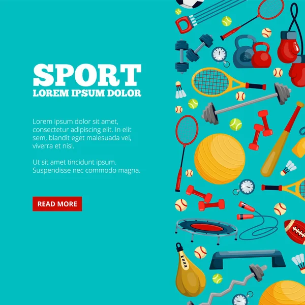 Sports equipment and accessories vector landing page template — Stock Vector