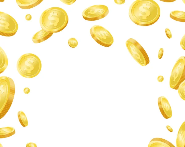 La caída de monedas de oro fondo ilustración vector realista — Archivo Imágenes Vectoriales