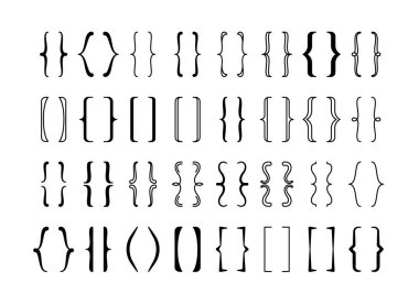 Diş telleri, büyük kaligrafik set. Dekoratif çerçeveler kıvrımlı süslemeler beyaz arka plan yaratıcı sanat metni dekorasyonu yarı dairesel kare soyut unsurlar zarif modern tasarım. Çalışma vektörü aç.