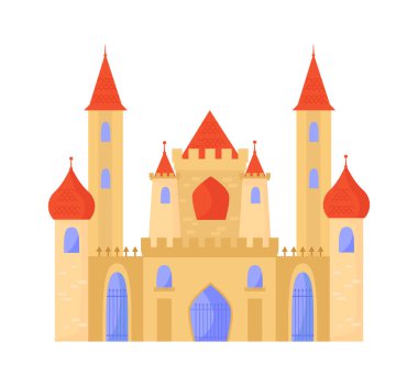 Doğu kalesi Arap barok tarzı. Zarif saray beyaz tuğla tapınak minareleri yan yana kırmızı fayanslı kubbeler zarif merkez kapılar uzun pencereli parmaklıklar. Doğu çizgi film vektör biçimi.