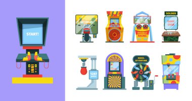 Oyun makinesi seti. joystickli elektronik oyun makinesi lazer tabanca düellosu renkli eğlence retro konsolları sabit cihazlar gücü kontrol ediyor iyi şanslar. Vektör denetleyici.