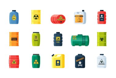 Zehirli ve kimyasal maddeler yerleştirildi. Nükleer bileşenlerin radyoaktif atık depolandığı tehlikeli demir konteynırlar yanıcı maddelerle dolu büyük gaz tankları. Vektör biyolojik tehlike.