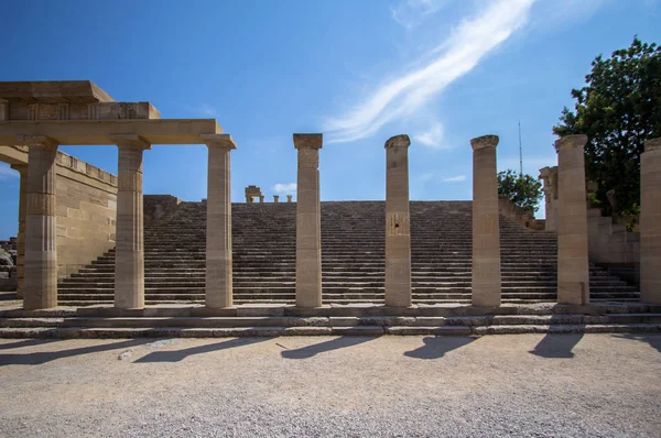 Temple Athena Lindia Akropolisban Rhodes Greece Európa — Stock Fotó