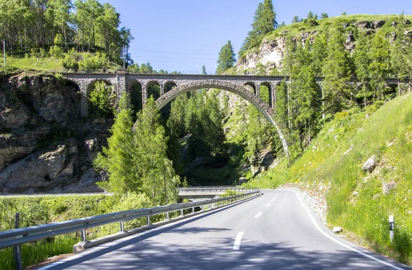 Bottom View Beautiful Traditional Viaduct Switzerland — Stock Photo, Image